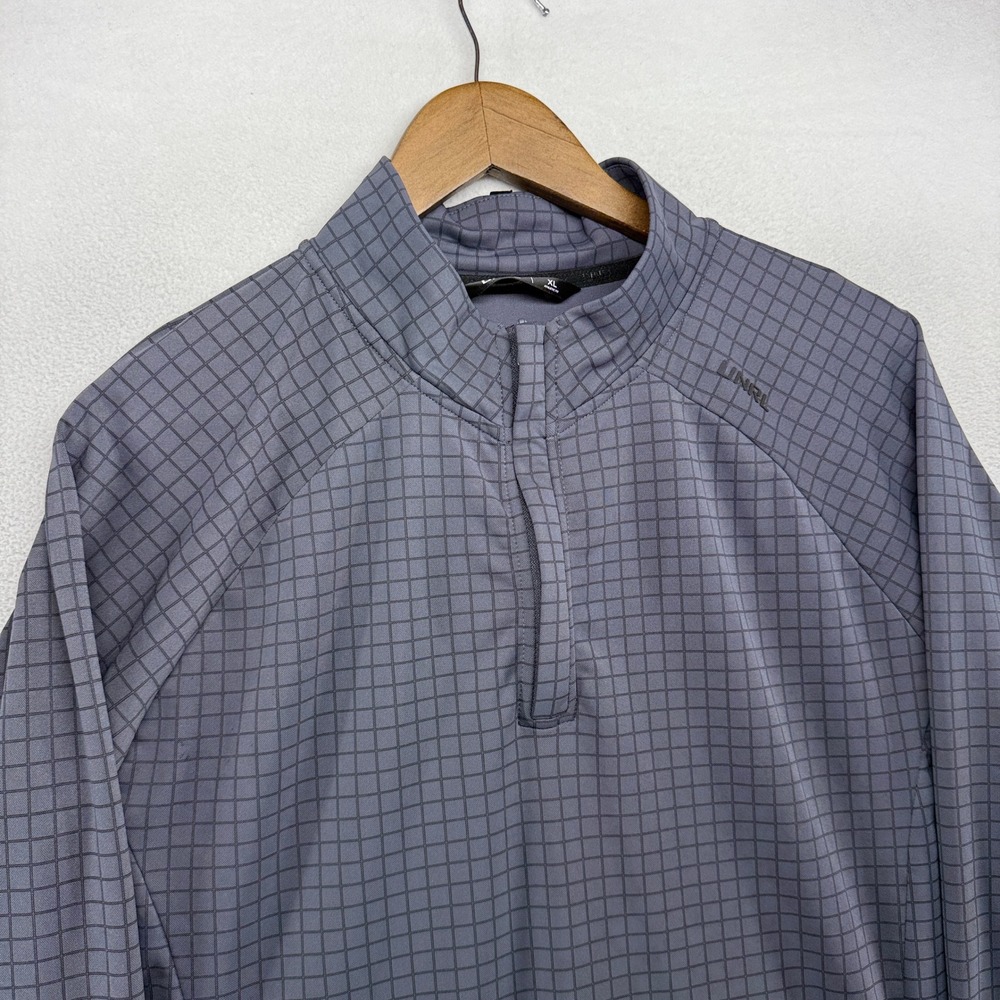 UNRL Quarter Zip Pullover Men's XL Gray Check Performance Stretch Golf Stretch